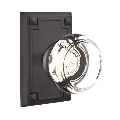 Georgetown Passage Door Knob and Arts & Crafts Rectangular Rose with Concealed Screws in Flat Black
