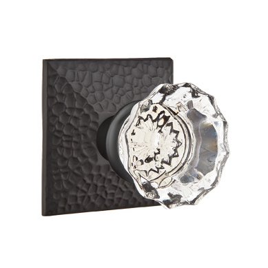 Astoria Passage Door Knob and Hammered Rose with Concealed Screws in Flat Black