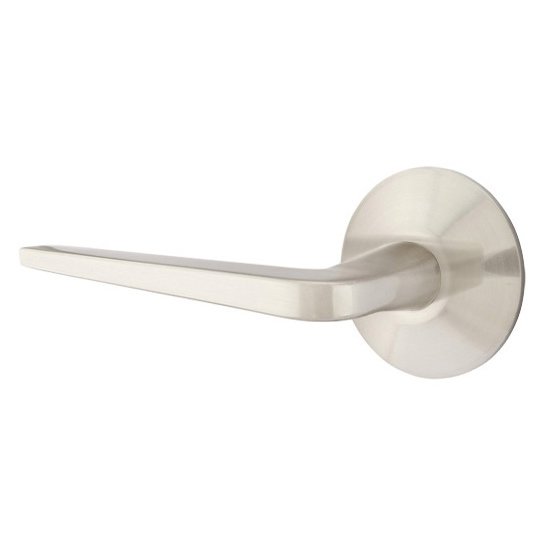Passage Athena Left Handed Door Lever And Modern Rose with Concealed Screws in Satin Nickel