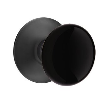 Passage Ebony Knob And Modern Rosette With Concealed Screws in Flat Black