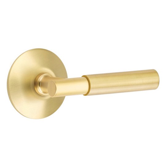 Passage Myles Right Handed Lever with Modern Rose in Satin Brass