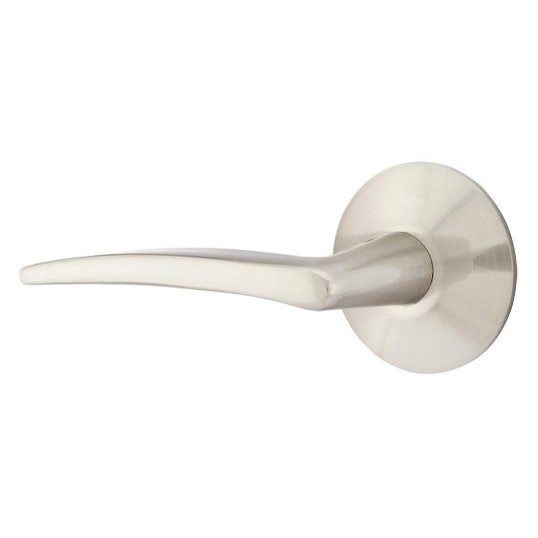 Passage Poseidon Left Handed Door Lever And Modern Rose with Concealed Screws in Satin Nickel