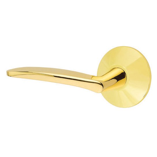 Passage Poseidon Left Handed Door Lever And Modern Rose with Concealed Screws in Unlacquered Brass