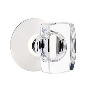 Windsor Passage Door Knob and Modern Rose with Concealed Screws in Polished Chrome