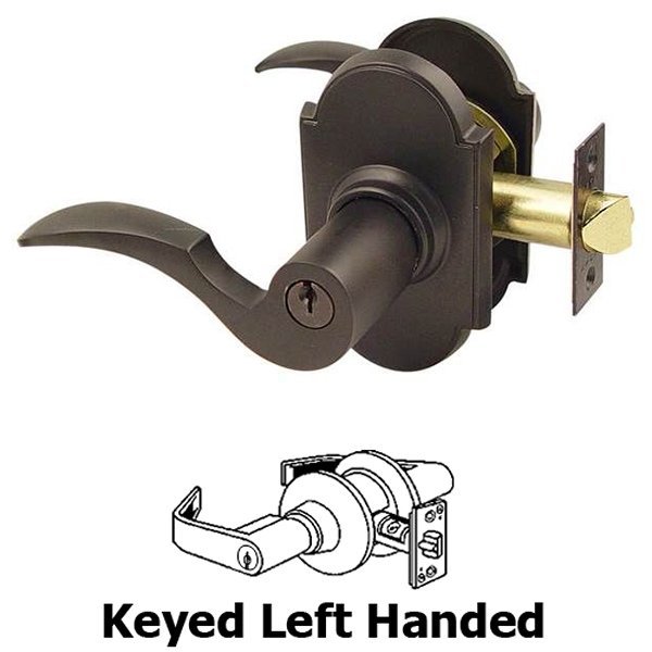 Keyed Left Handed Cortina Lever With #8 Rose in Oil Rubbed Bronze
