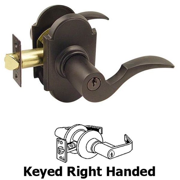 Keyed Right Handed Cortina Lever With #8 Rose in Oil Rubbed Bronze