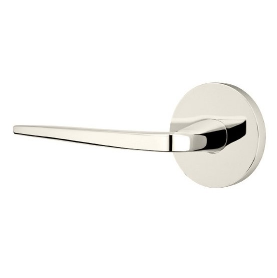Passage Athena Left Handed Door Lever With Disk Rose in Polished Nickel