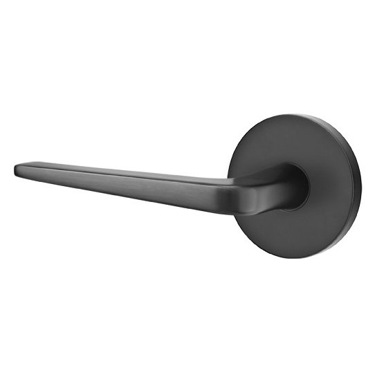 Passage Athena Left Handed Door Lever With Disk Rose in Flat Black