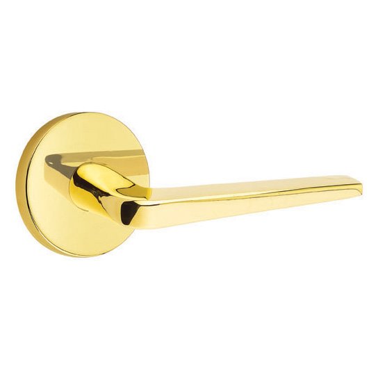 Passage Athena Right Handed Door Lever With Disk Rose in Unlacquered Brass