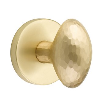 Passage Hammered Egg Door Knob With Disk Rose in Satin Brass