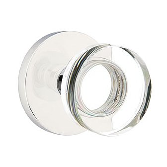 Modern Disc Glass Passage Door Knob and Disk Rose with Concealed Screws in Polished Chrome