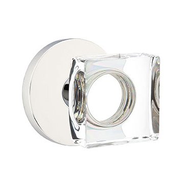 Modern Square Glass Passage Door Knob and Disk Rose with Concealed Screws in Polished Chrome