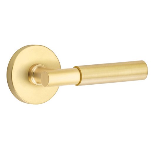 Passage Myles Right Handed Lever with Disk Rose and Concealed Screws in Satin Brass