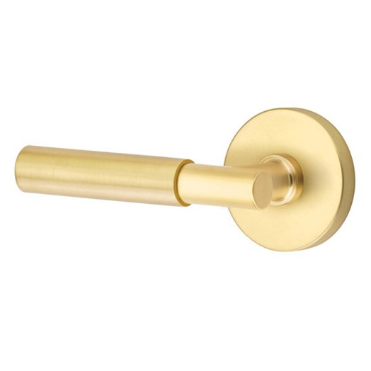 Passage Myles Left Handed Lever with Disk Rose and Concealed Screws in Satin Brass