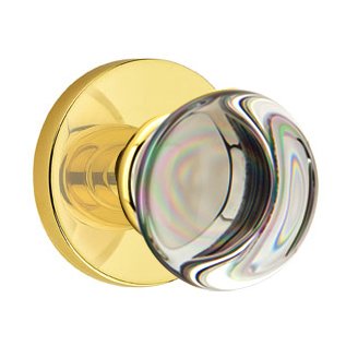 Providence Passage Door Knob and Disk Rose with Concealed Screws in Unlacquered Brass