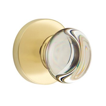 Providence Passage Door Knob with Disk Rose in Satin Brass