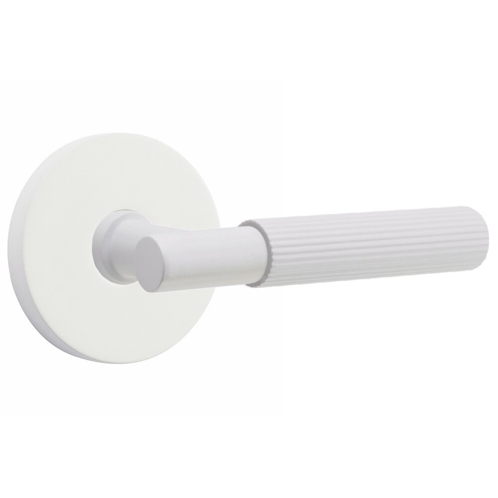 Passage Straight Knurled Right Handed Lever With T-Bar Stem And Concealed Screw Disk Rose In Matte White