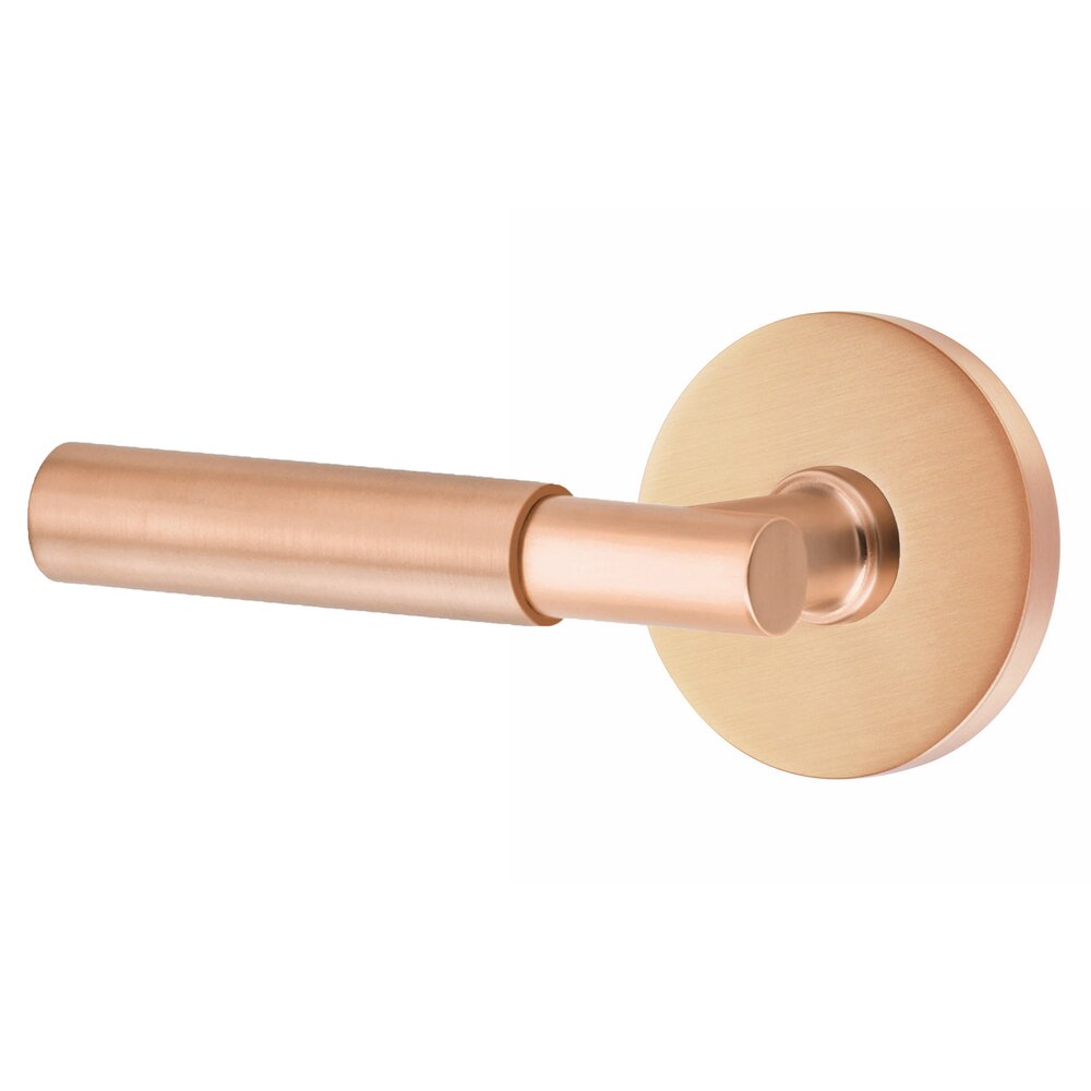 Passage Smooth Left Hand Lever with T-Bar Stem and Concealed Disk Rose in Satin Rose Gold