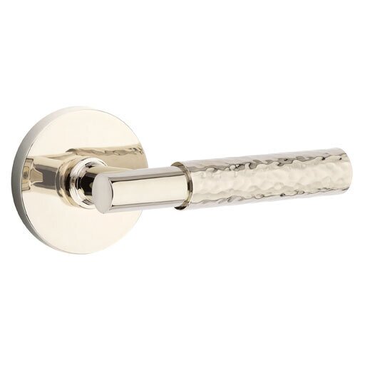 Passage Hammered Right Handed Lever with T-Bar Stem and Disc Rose in Polished Nickel