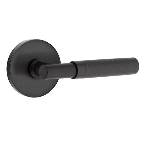 Passage Knurled Right Handed Lever with T-Bar Stem and Disc Rose in Flat Black