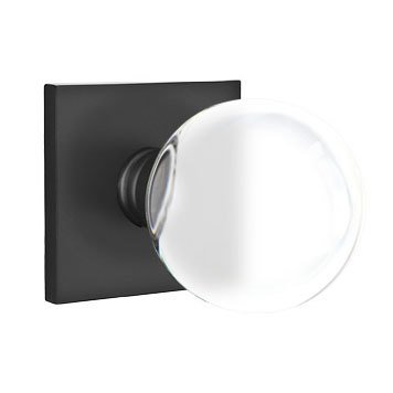 Bristol Passage Door Knob with Square Rose and Concealed Screws in Flat Black
