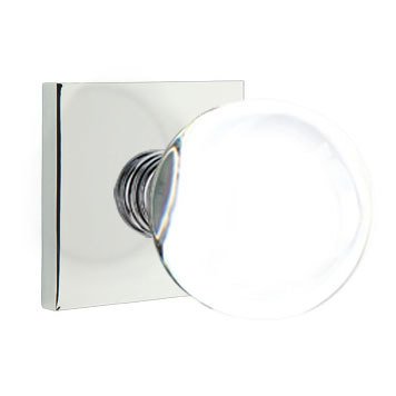 Bristol Passage Door Knob with Square Rose and Concealed Screws in Polished Chrome