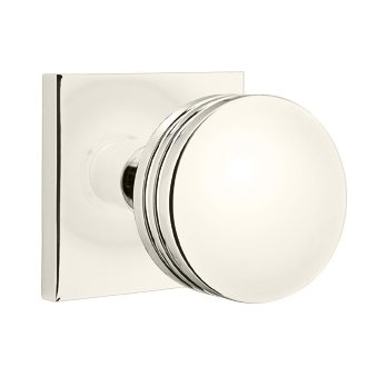 Passage Bern Door Knob With Square Rose in Polished Nickel