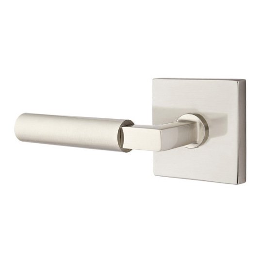 Passage Hercules Left Handed Door Lever And Square Rose with Concealed Screws in Satin Nickel