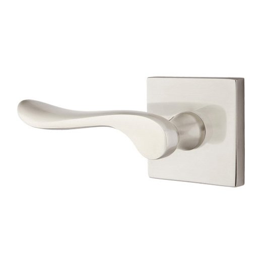 Passage Luzern Left Handed Door Lever And Square Rose with Concealed Screws in Satin Nickel