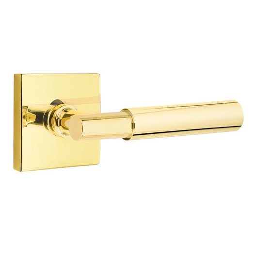 Passage Myles Right Handed Lever with Square Rose and Concealed Screws in Unlacquered Brass