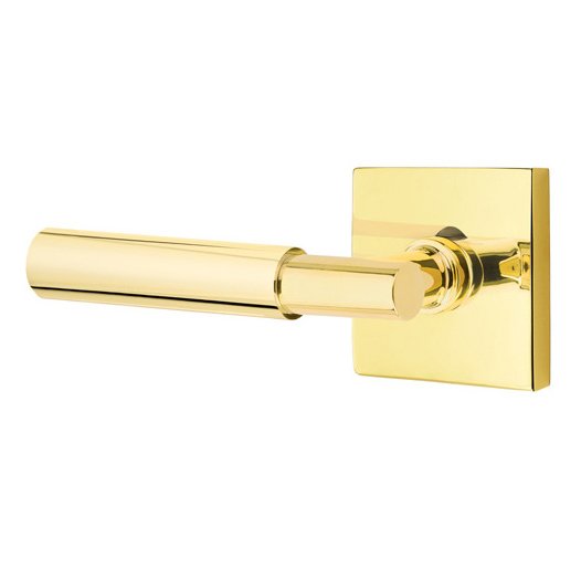 Passage Myles Left Handed Lever with Square Rose and Concealed Screws in Unlacquered Brass