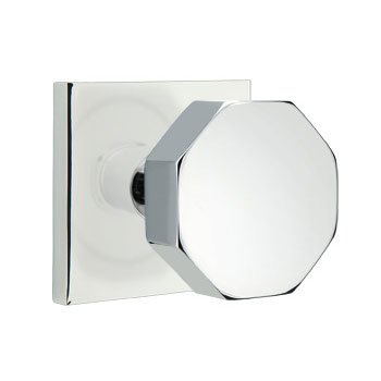 Passage Octagon Door Knob With Square Rose in Polished Chrome