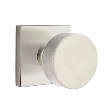 Passage Round Door Knob And Square Rose With Concealed Screws in Satin Nickel