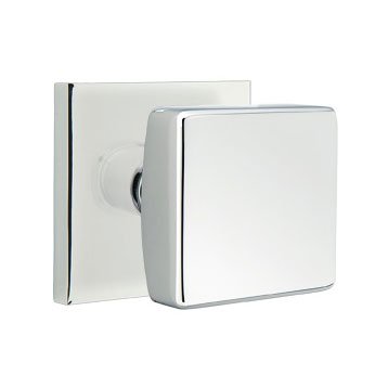 Passage Square Door Knob And Square Rose With Concealed Screws in Polished Chrome