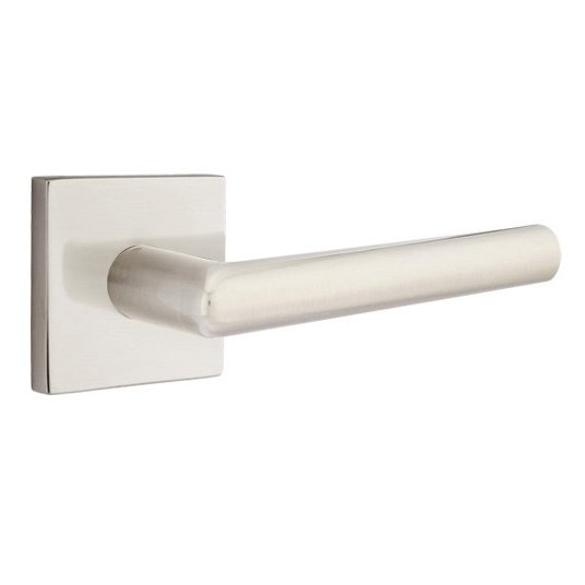 Passage Stuttgart Right Handed Door Lever And Square Rose with Concealed Screws in Satin Nickel
