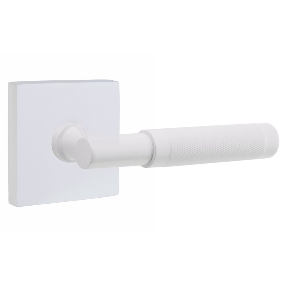 Passage Knurled Right Hand Lever with T-Bar Stem and Concealed Square Rose in Matte White