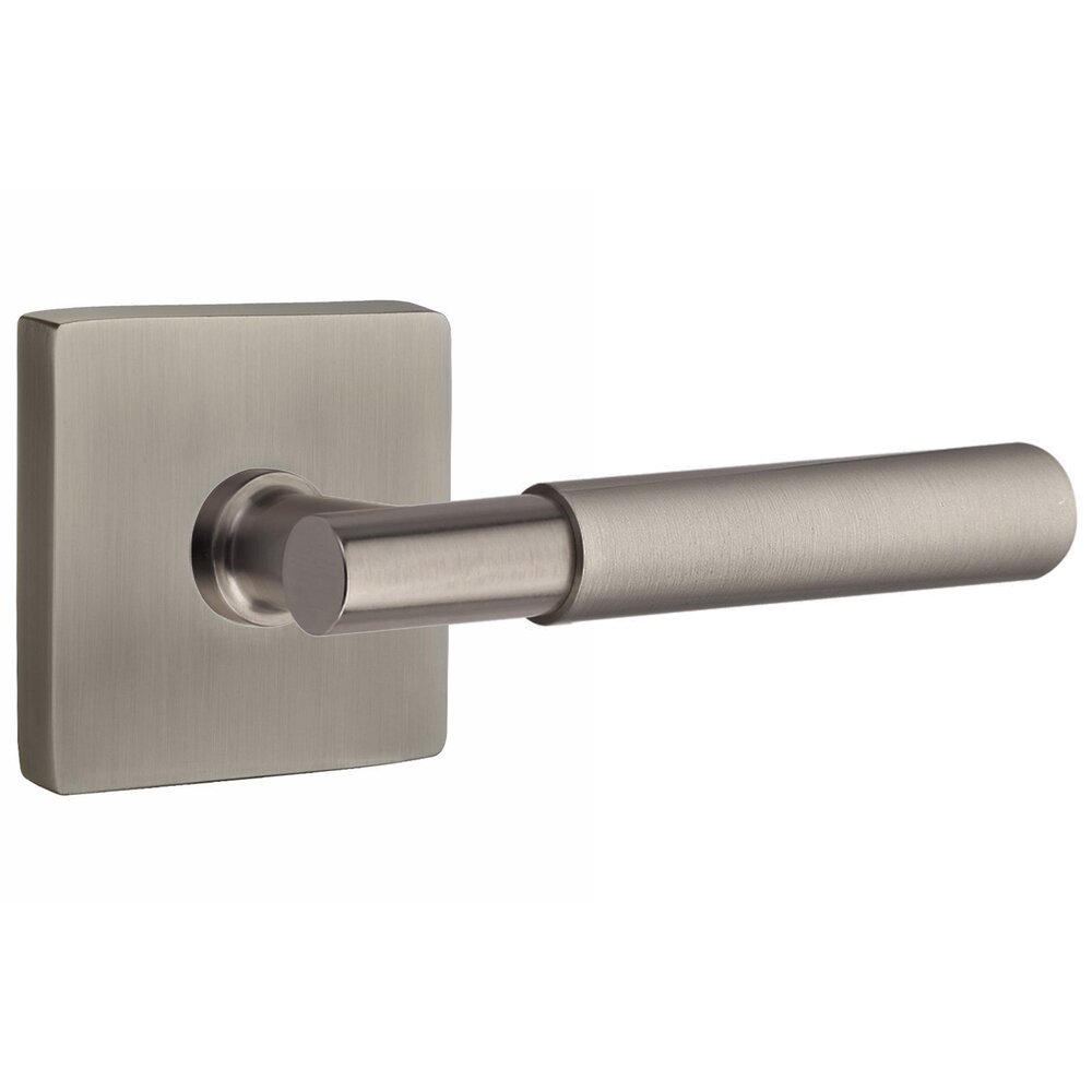 Passage Smooth Right Handed Lever with T-Bar Stem and Square Rose in Pewter