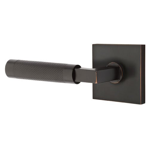Passage Knurled Left Handed Lever with L-Square Stem and Square Rose in Oil Rubbed Bronze