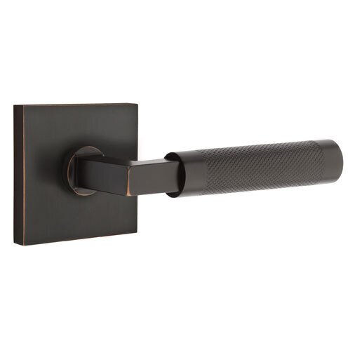 Passage Knurled Right Handed Lever with L-Square Stem and Square Rose in Oil Rubbed Bronze