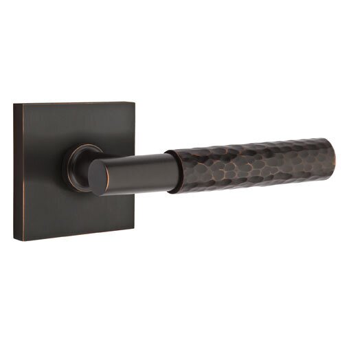 Passage Hammered Right Handed Lever with T-Bar Stem and Square Rose in Oil Rubbed Bronze