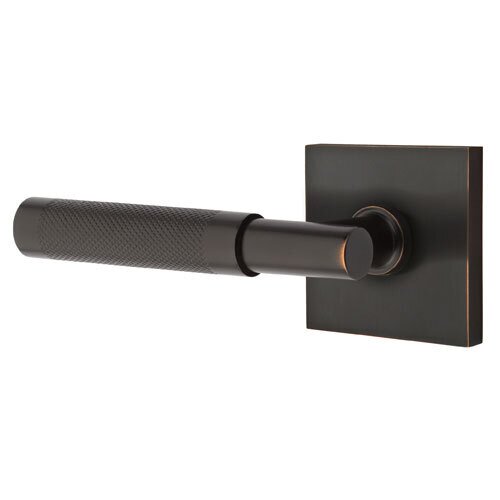 Passage Knurled Left Handed Lever with T-Bar Stem and Square Rose in Oil Rubbed Bronze