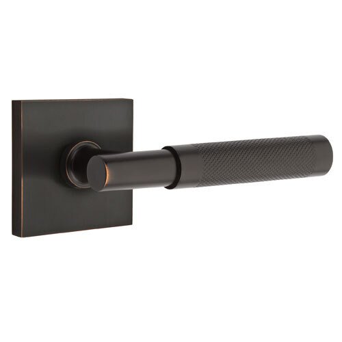 Passage Knurled Right Handed Lever with T-Bar Stem and Square Rose in Oil Rubbed Bronze
