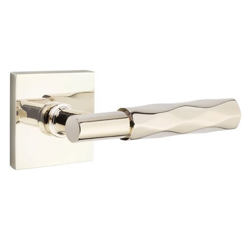 Passage Tribeca Right Handed Lever with T-Bar Stem and Square Rose in Polished Nickel