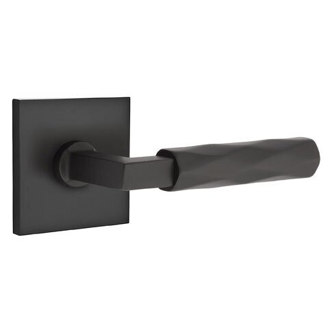 Passage Tribeca Right Handed Lever with L-Square Stem and Square Rose in Flat Black