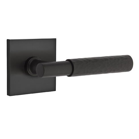 Passage Hammered Right Handed Lever with T-Bar Stem and Square Rose in Flat Black