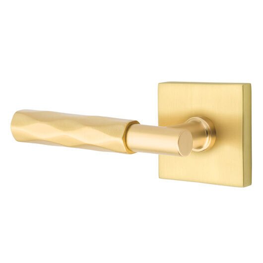 Passage Tribeca Left Handed Lever with T-Bar Stem and Square Rose in Satin Brass