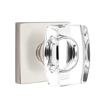 Windsor Passage Door Knob and Square Rose with Concealed Screws in Satin Nickel