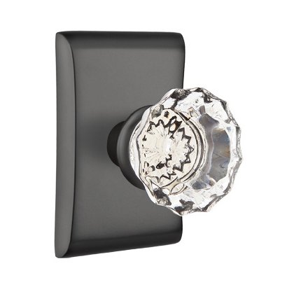 Astoria Passage Door Knob and Neos Rose with Concealed Screws in Flat Black