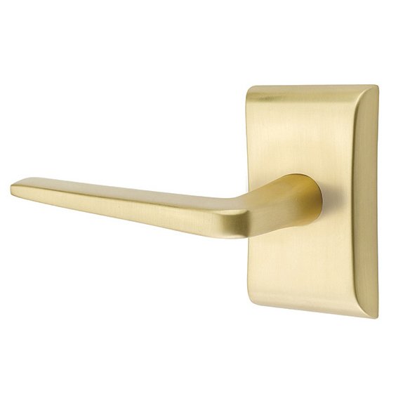 Passage Athena Left Handed Door Lever With Neos Rose in Satin Brass