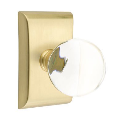 Bristol Passage Door Knob with Neos Rose and Concealed Screws in Satin Brass
